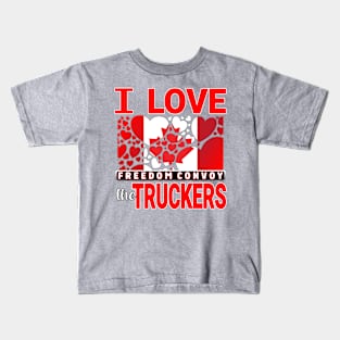 CONVOY TRUCK FOR FREEDOM -LIBERTE - I LOVE THE TRUCKERS RED LETTERS Kids T-Shirt